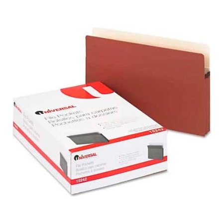 Universal Universal 1-3/4" Expansion File Pockets, Straight Tab, Legal, Redrope/Manila, 25/Box 15242